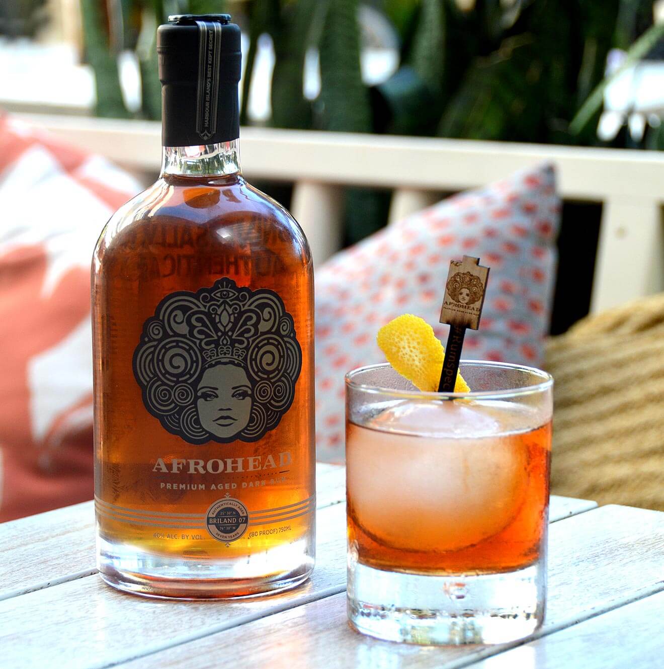 Southern Toast, bottle and cocktail on deck