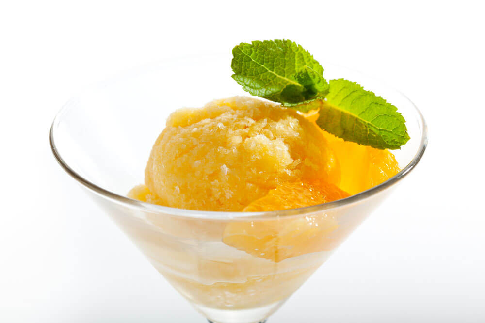 Spiced Rum Peach Lemonade Sorbet