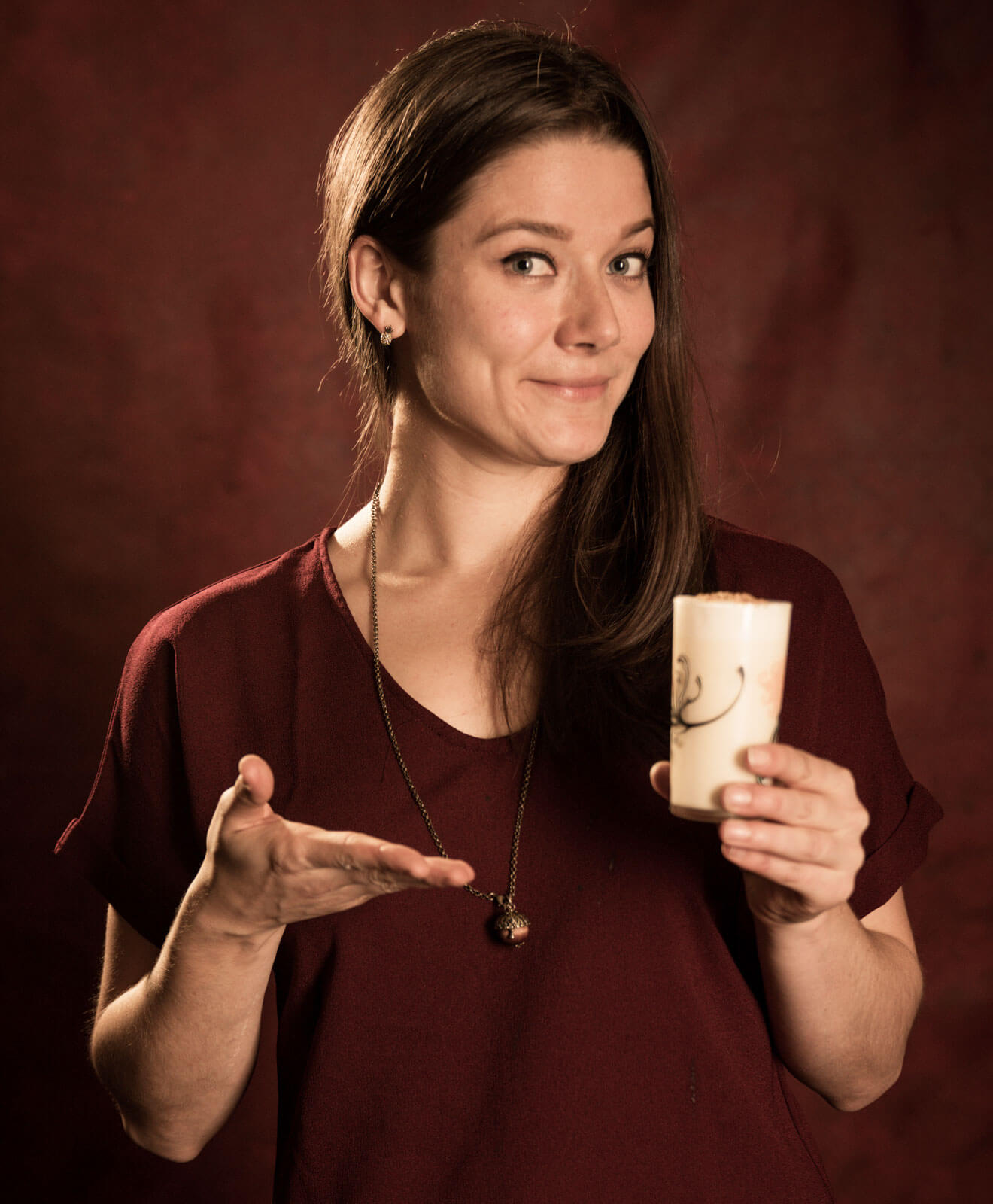 Stefanie Bair and her signature cocktail, The Colonel in the Kitchen