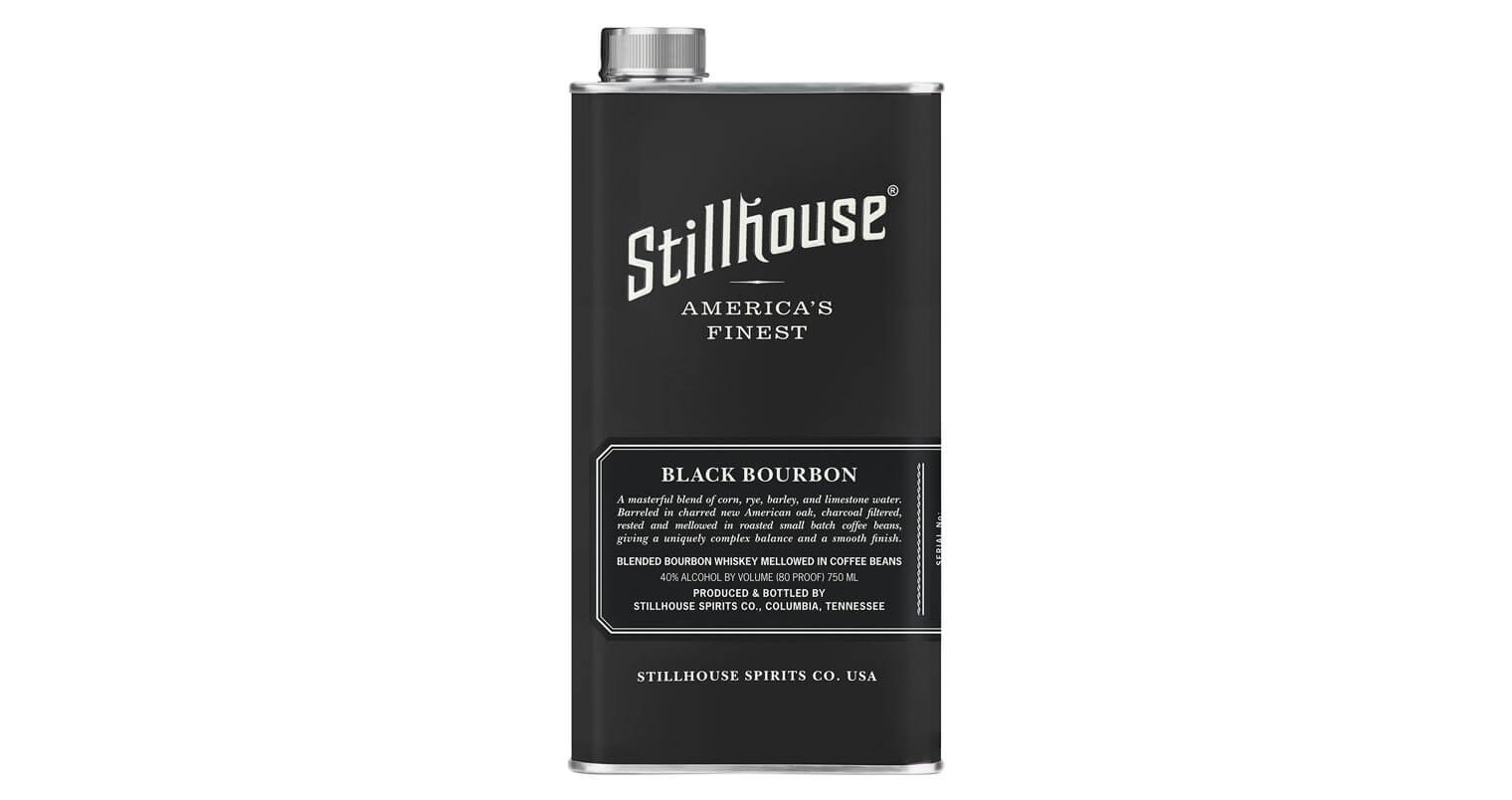 Stillhouse Black Bourbon, flask on white, featured image