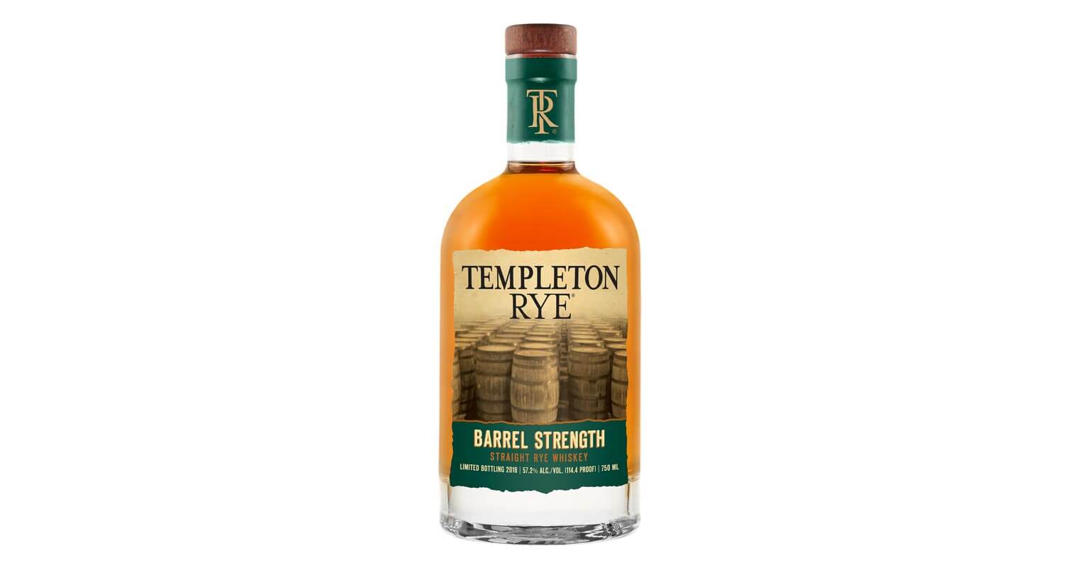 Templeton Rye Barrel Strength Straight Rye Whiskey, bottle on white, featured image