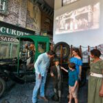 Visitors admiring the figures