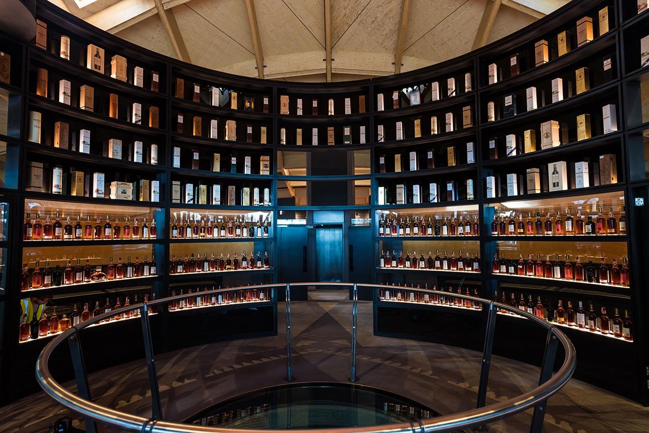 The Macallan New Distillery, bottles on shelves