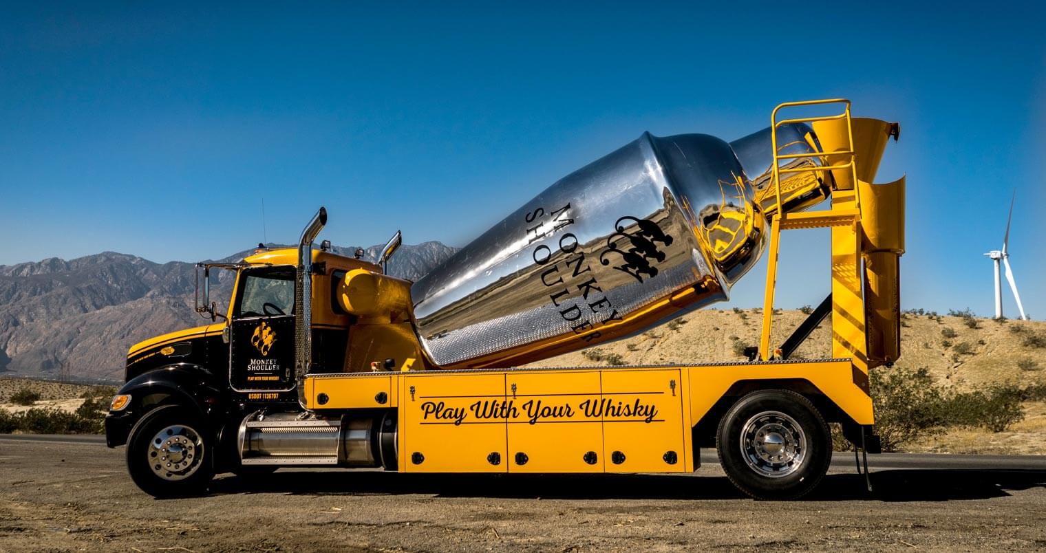 The Monkey Mixer, shaker on transfer truck, featured image