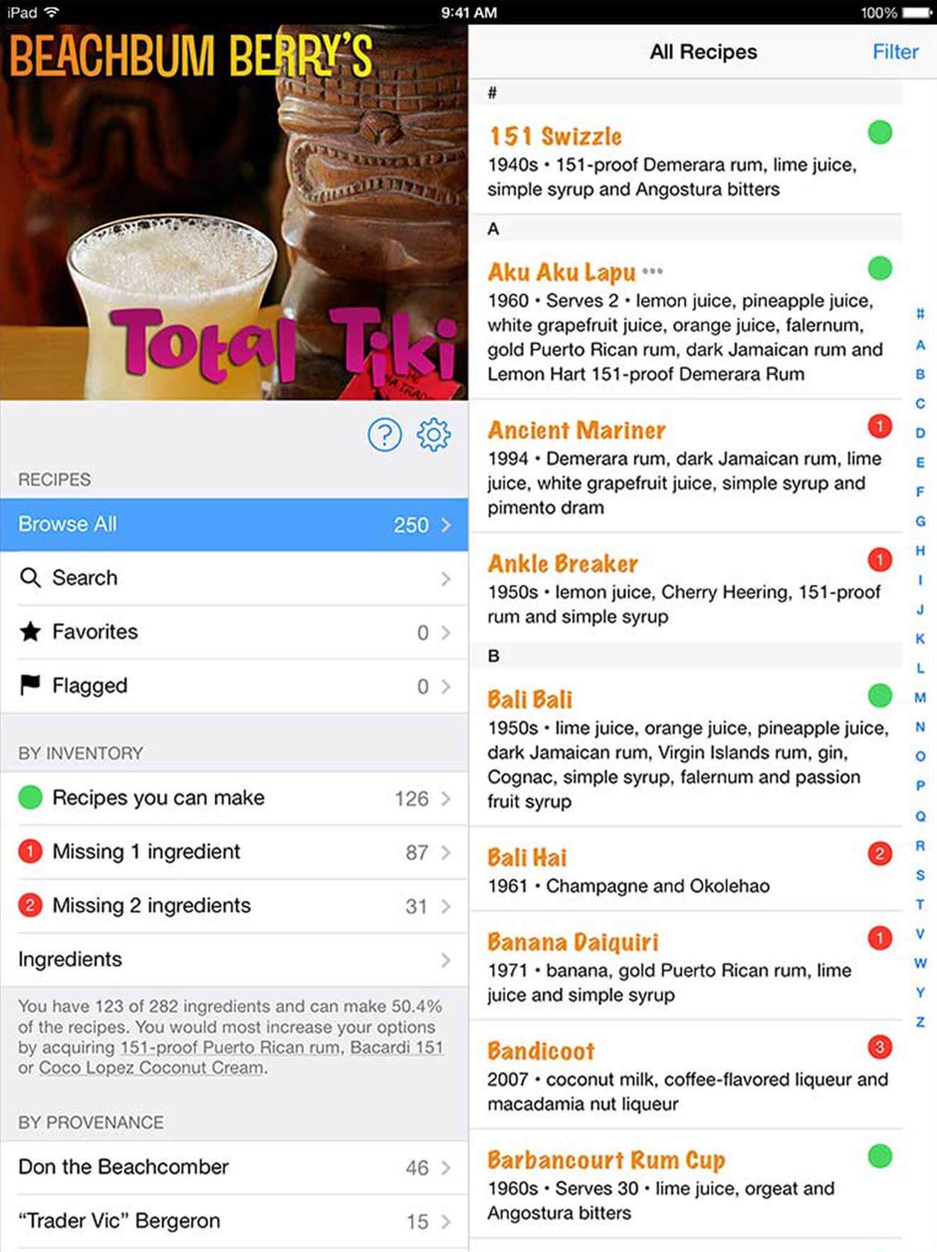 Total Tiki App on iPad