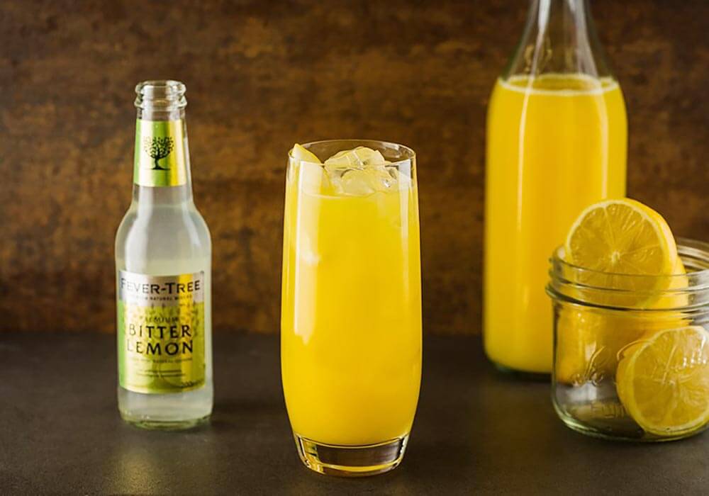 Triple Axel cocktail, bottles and garnish