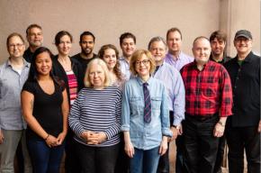 The Ultimate Wine Challenge judges and back-of-house team for 2014: Front – L-R: Debbie Anday (Back of House), Patricia Savoie (Judge), Sue Woodley (UBC Partner); Middle – L-R: Tess Rose (Judge), David Talbot (UBC Partner), Rick Schofield (Judge); Back – L-R: Doug Frost (Judge), Dave Roochvarg (BoH), Tara Q. Thomas (Judge), Luis Guzman (BoH), Jason Hedges (Judge), Sean Ludford (Judging Co-Chairman and UBC partner), Leo DeGroff (BoH), F. Paul Pacult (Judging Chairman and UBC Partner)
