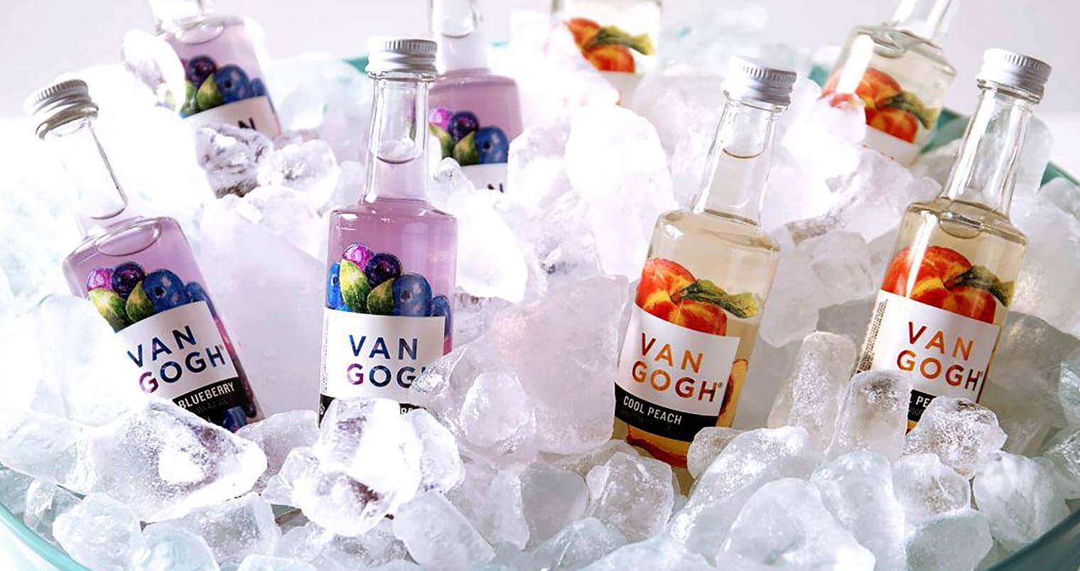 Van Gogh Mini-Tails, bottles on ice display, featured image