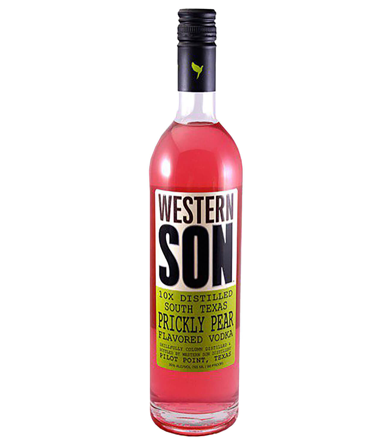 Western Son South Texas Prickly Pear Flavored Vodka, bottle on white