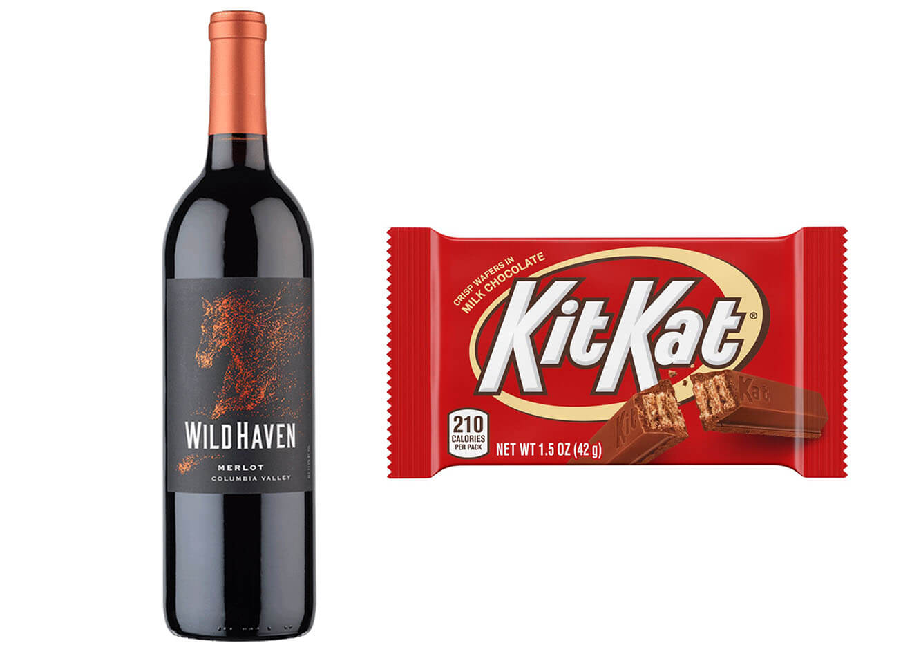 Wildhaven Merlot Columbia Valley with Kit Kat