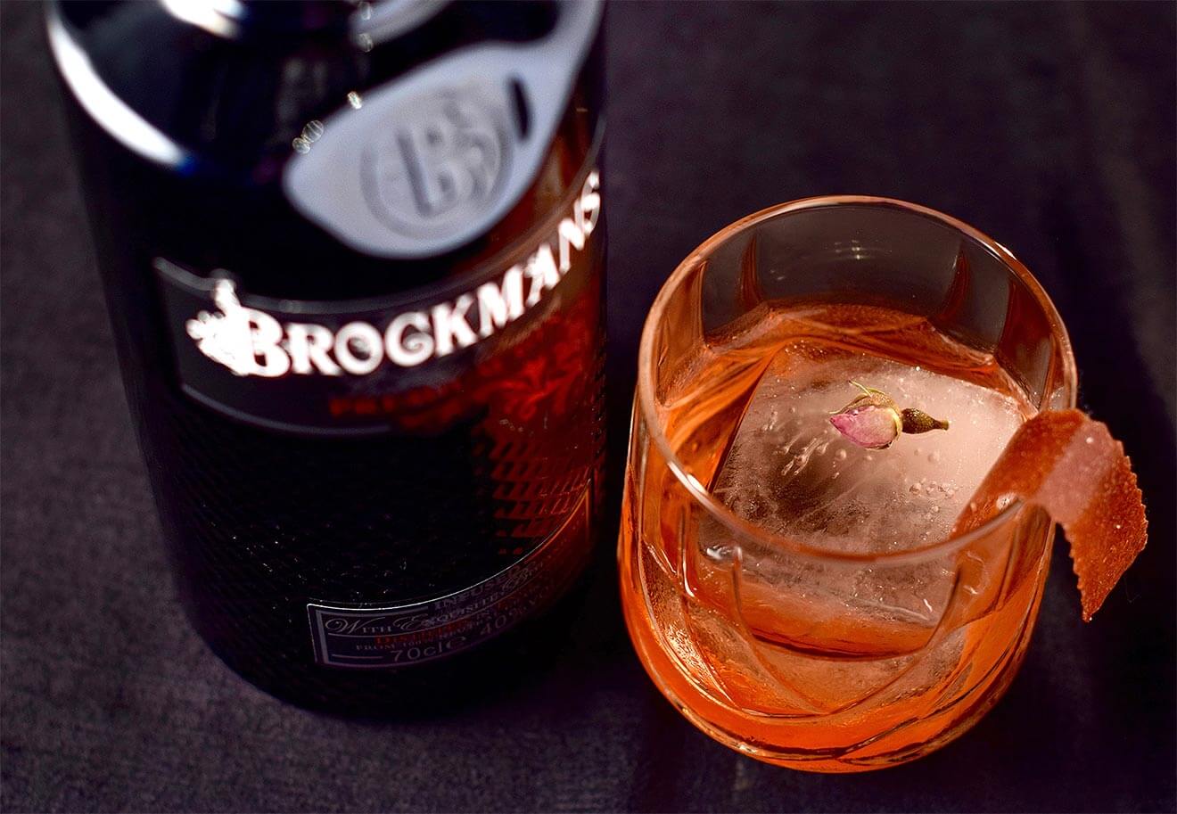 2018 World Gin Day, Betty Brown Cocktail, cocktail and bottle overhead view