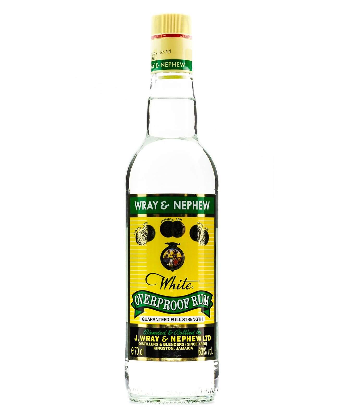 Wray & Nephew White Overproof Rum, bottle on white