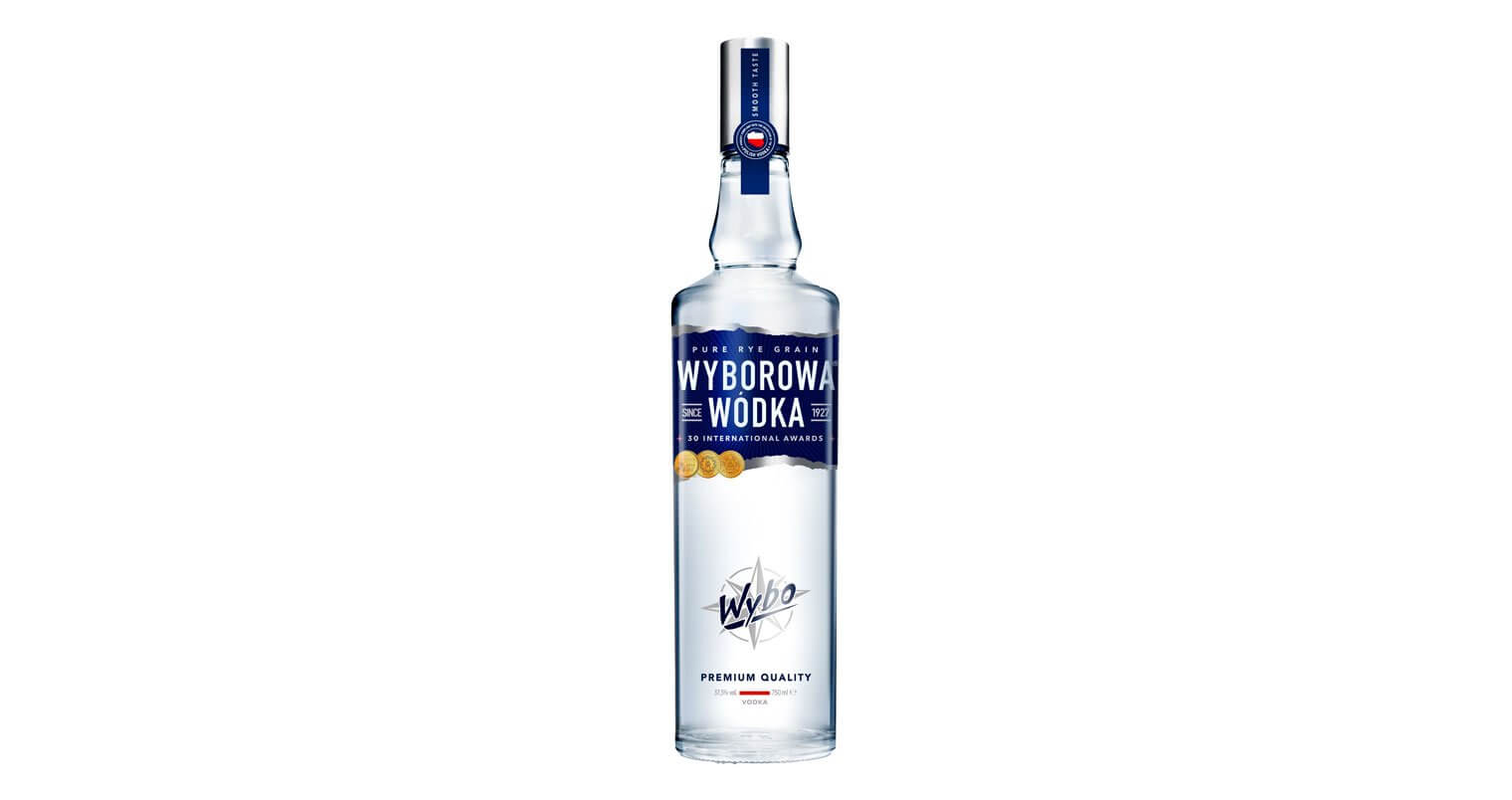 Wyborowa Vodka Shots, bottle on white