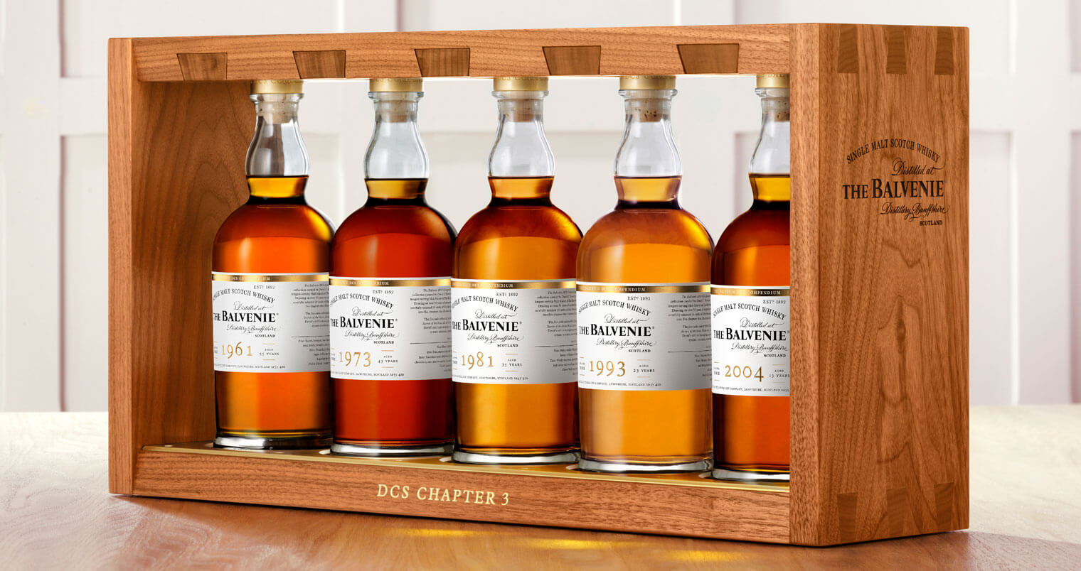 The Balvenie DCS Compendium Chapter Three Whiskies, bottle display in frame