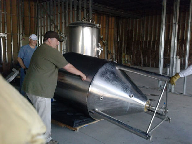 The 3.5 BBL system is moved from Bosque Brewing in ABQ to Los Alamos. The equipment will be stored locally until the space is ready for installation.