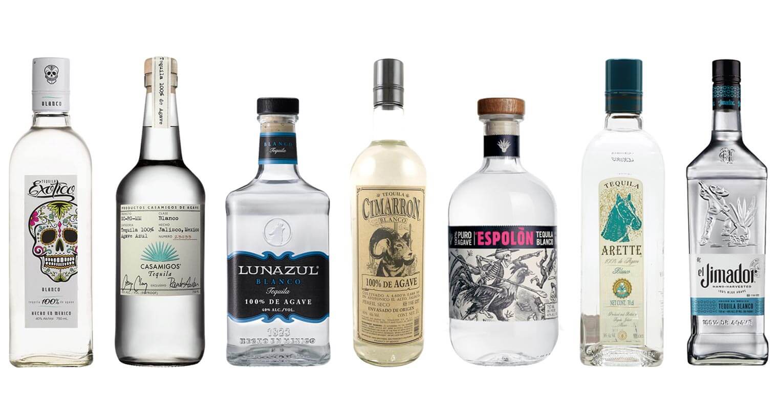 Best Well Tequilas, bottle varieties on white, featured image