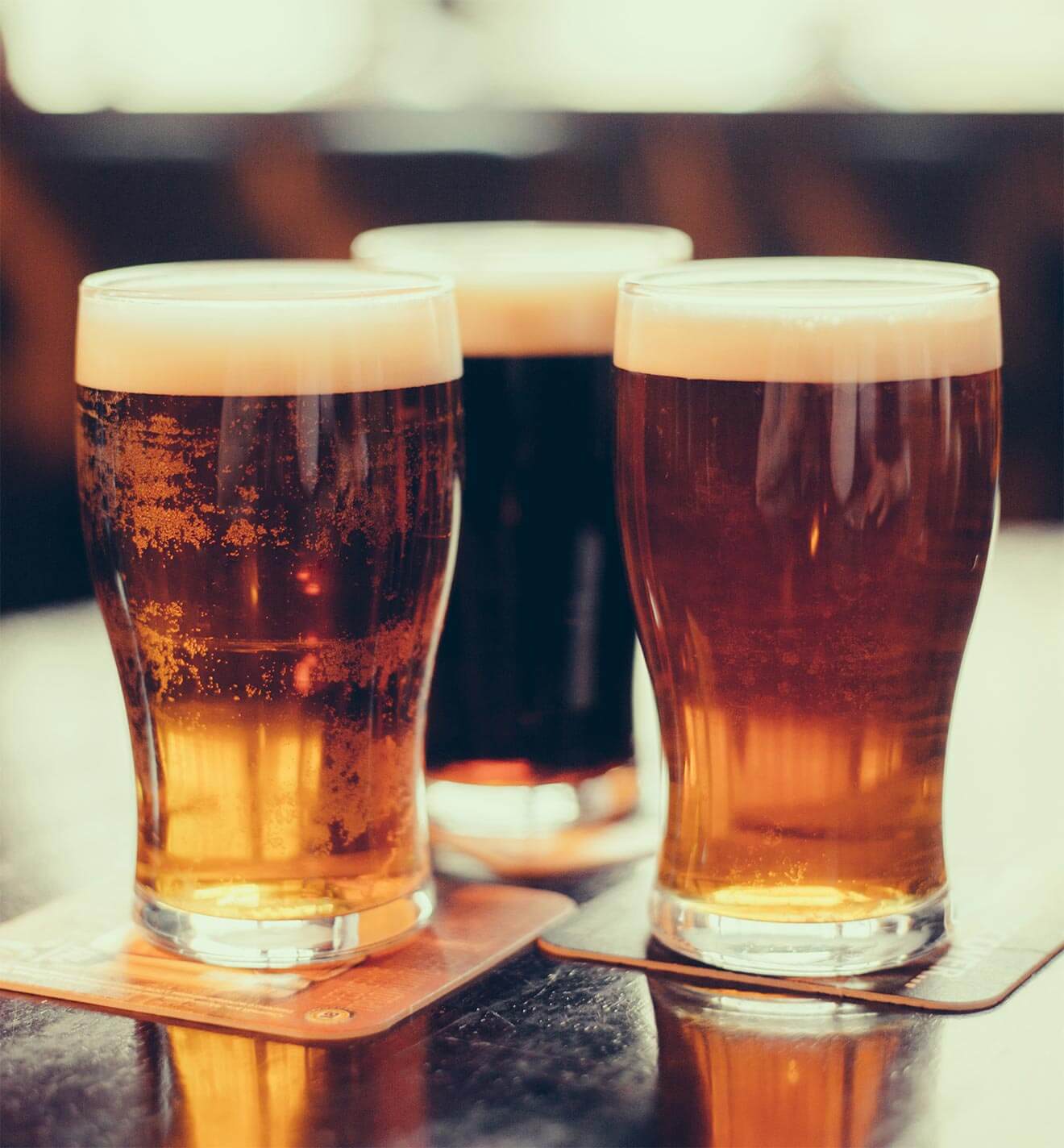 craft beers in glasses