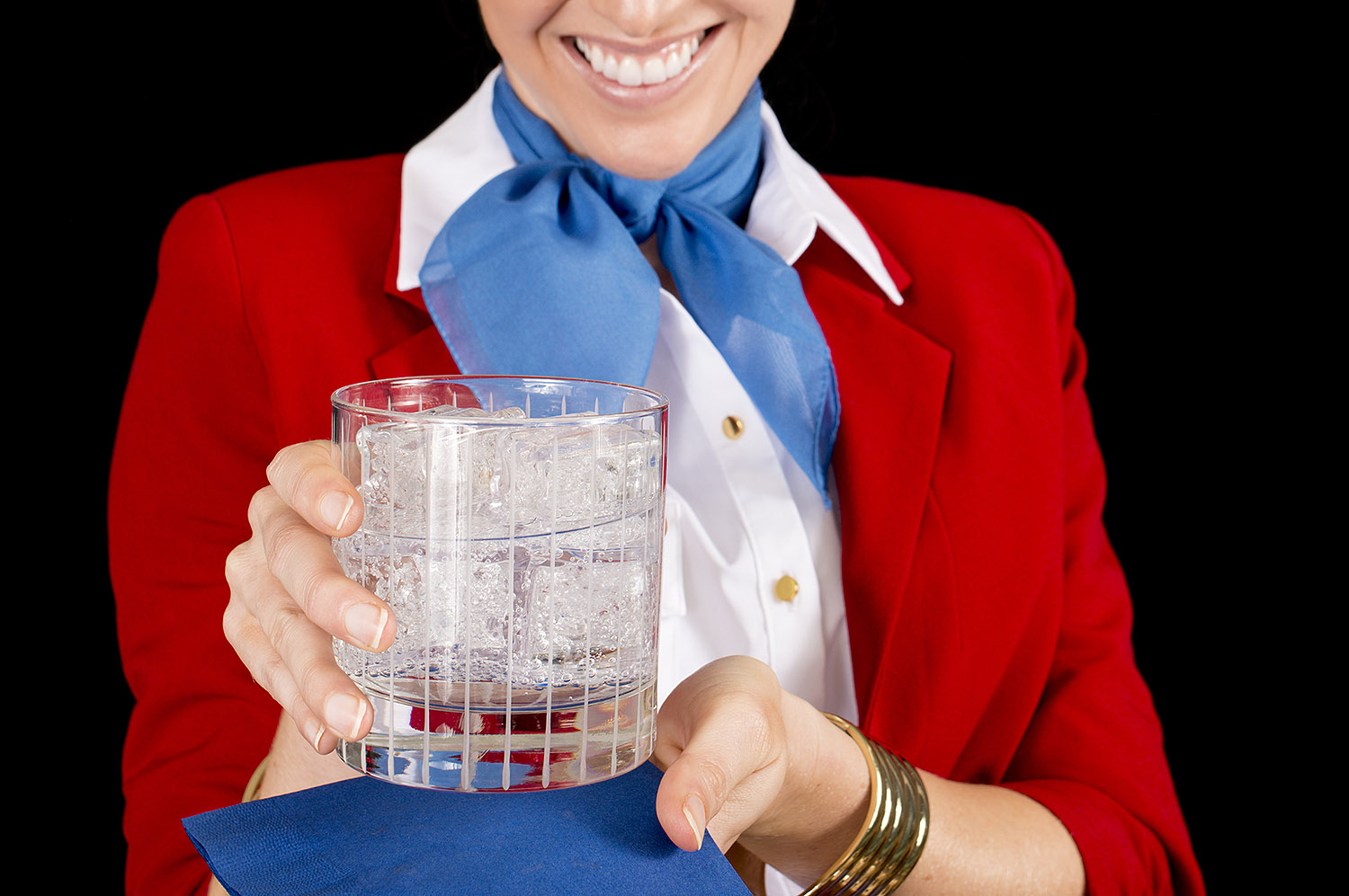 Flight Attendant with Cocktail