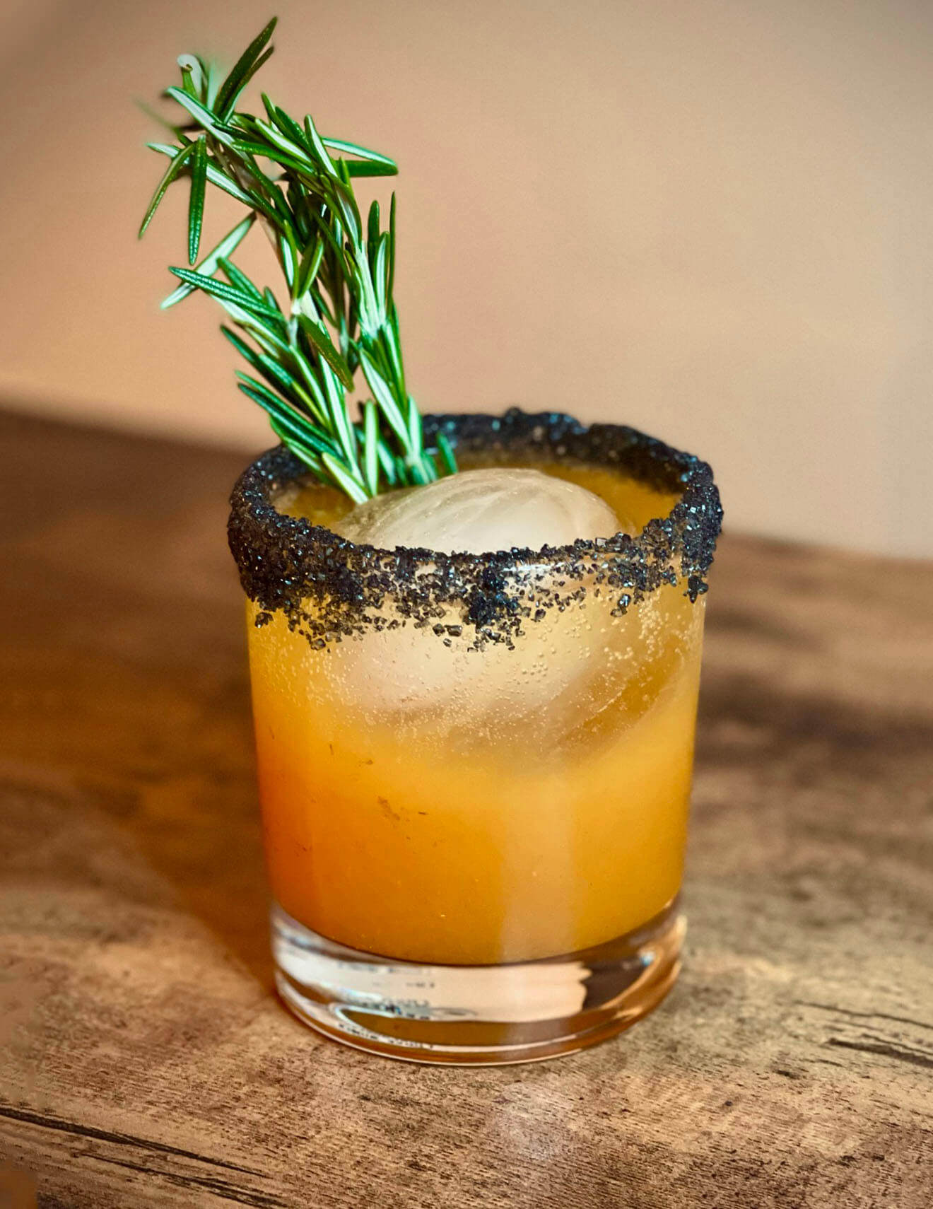 “Goblet of Fire” cocktail with garnish