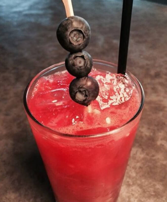 Watermelon Hot Sauce and Vodka with Blueberries