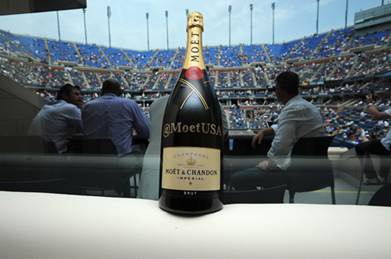 A crystalized bottle of Moët & Chandon Impérial Champagne in the Moët & Chandon Suite at the 2013 US Open.