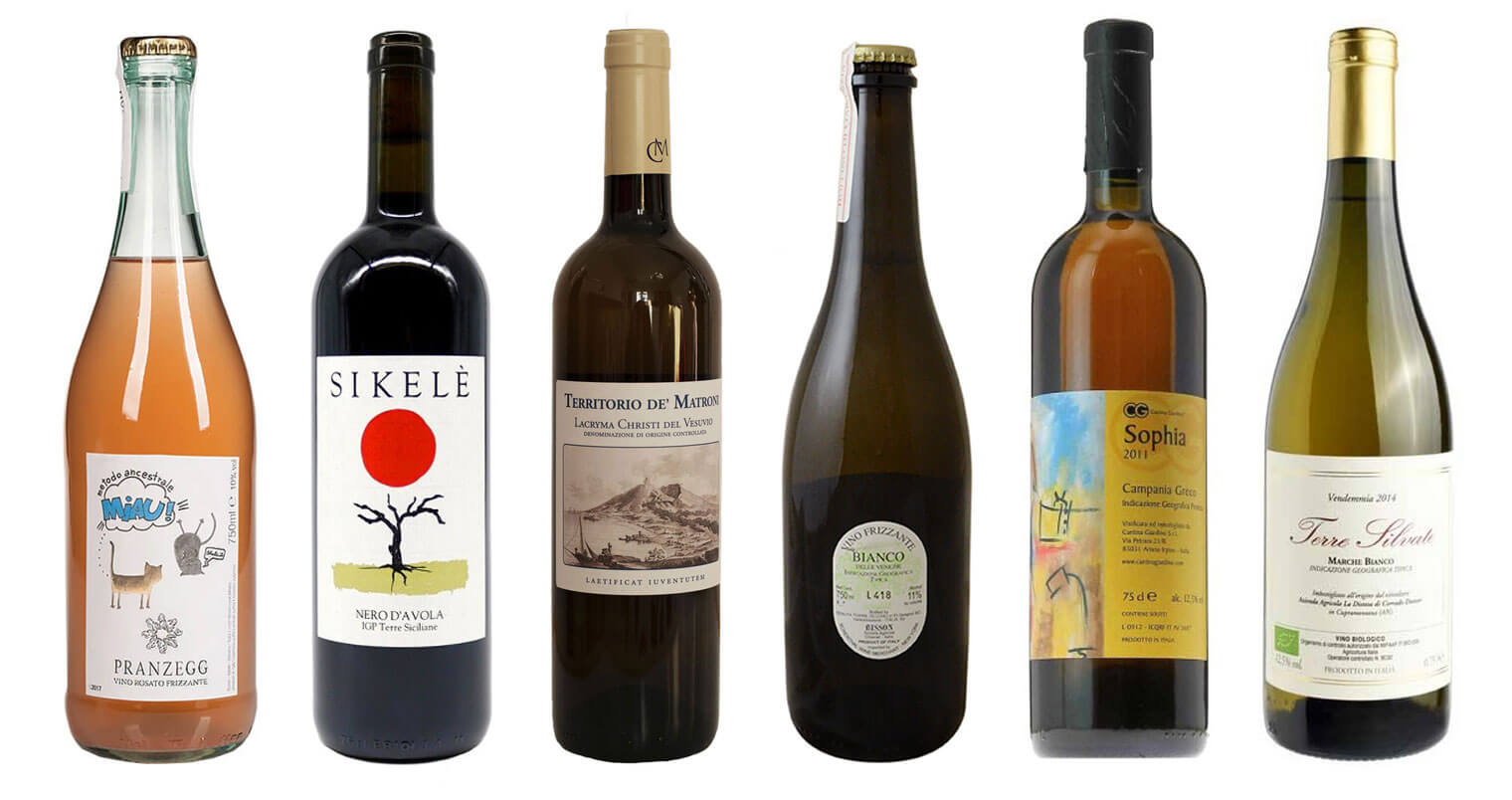 Interesting, Inexpensive Italian Wines, bottles on white, featured image