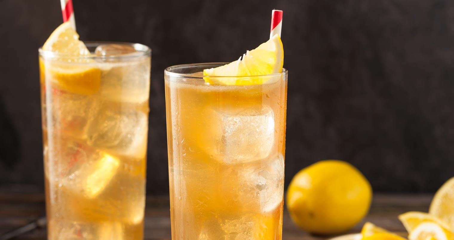 long island iced tea, cocktails with lemon garnish, featured image