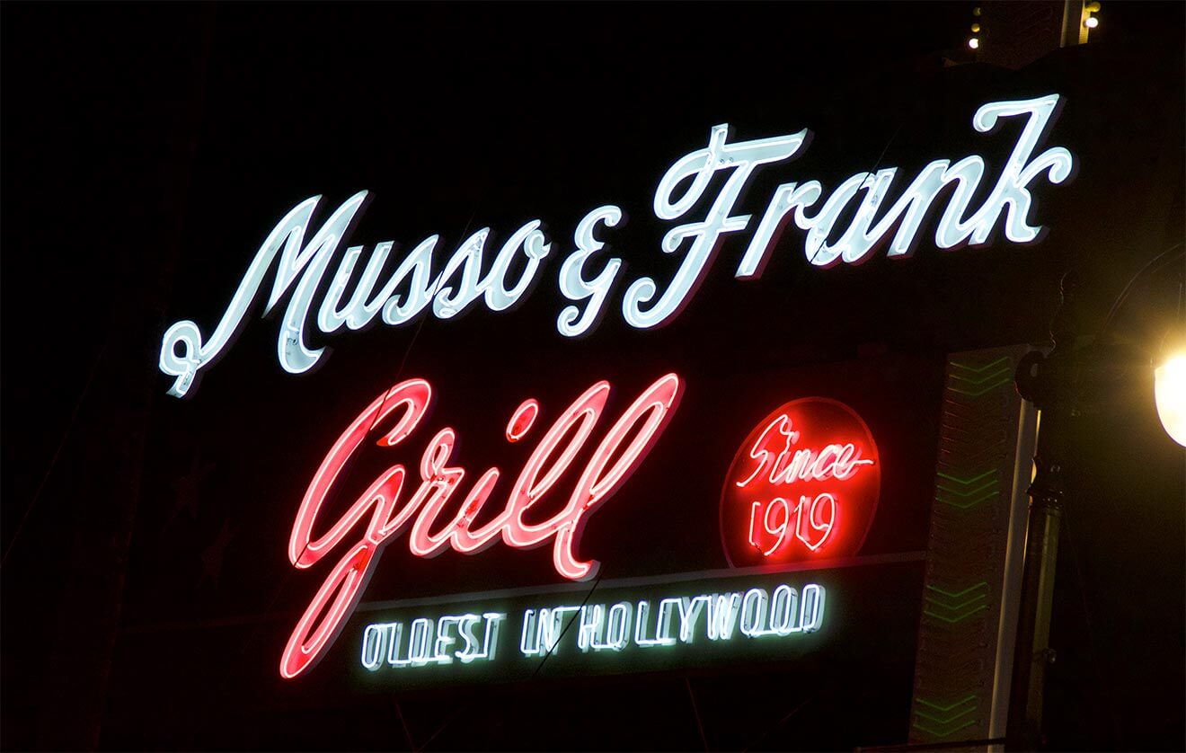 Musso & Frank Grill, outdoor neon sign