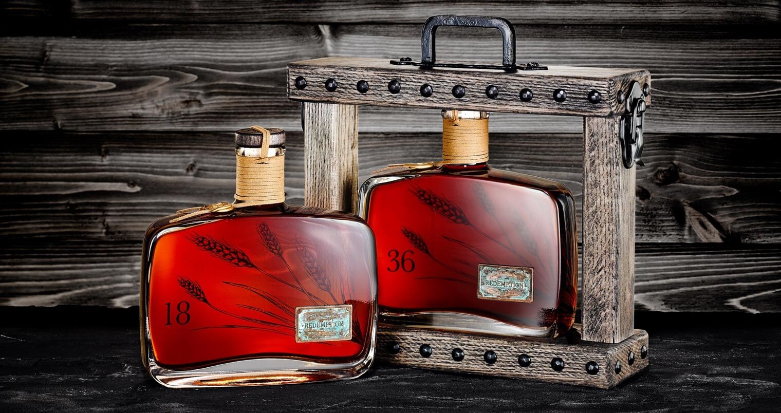 Redemption Whiskey Ancients Collection, 18 and 36 year aged, bottles and packaging, featured image