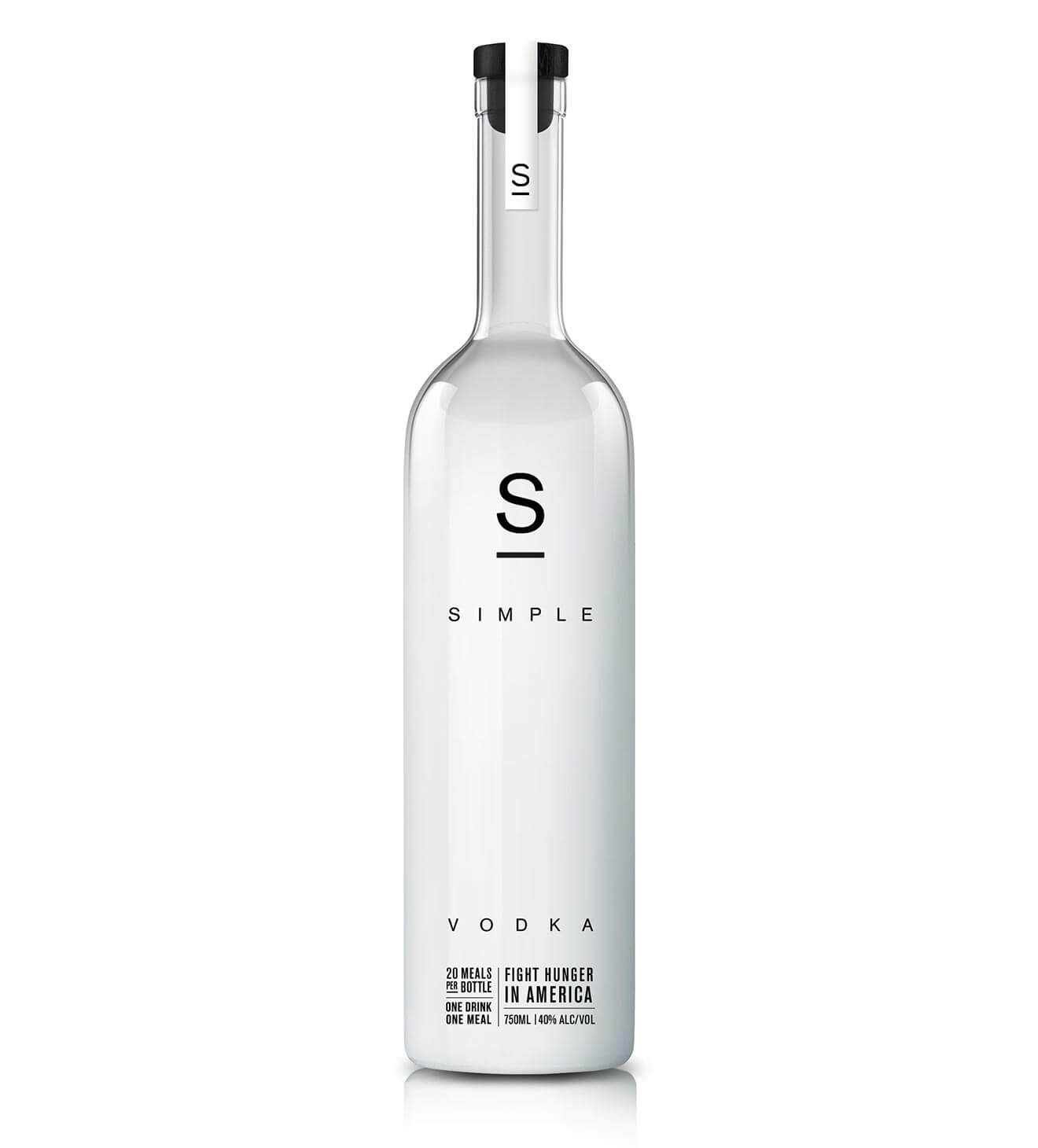 simple vodka bottle on white background