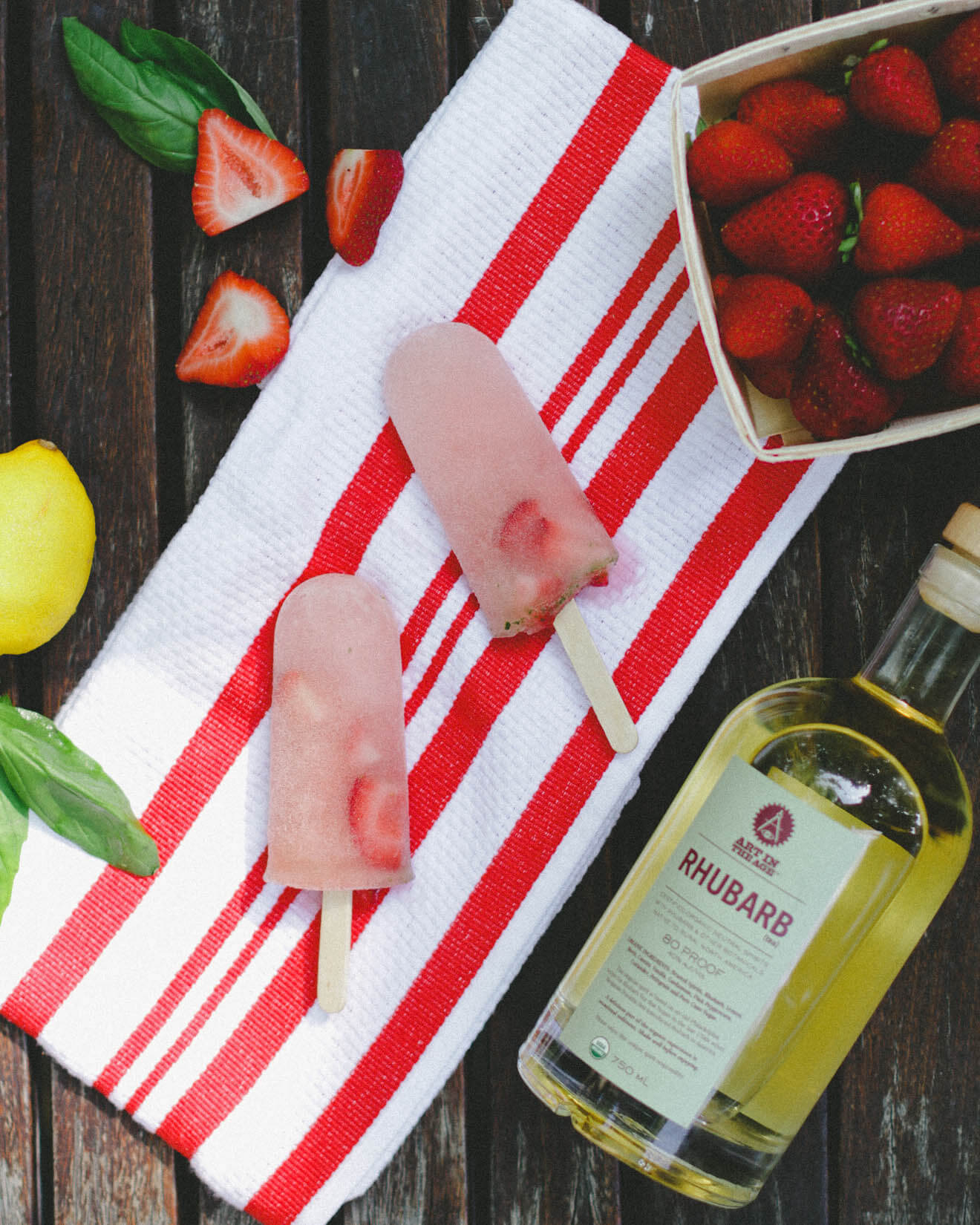 RHUBARB Strawberry Basil Lemonade Popsicles