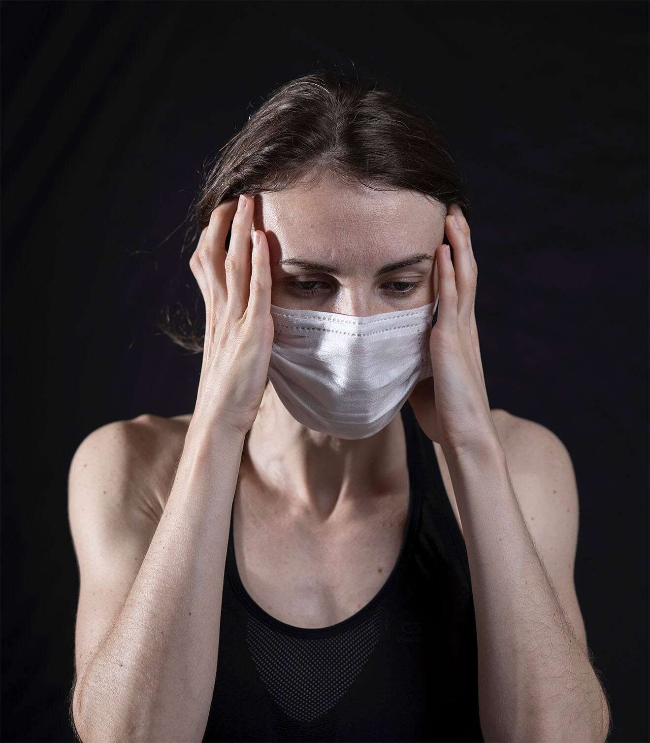 stresssed out, woman in mask by engin akyurt