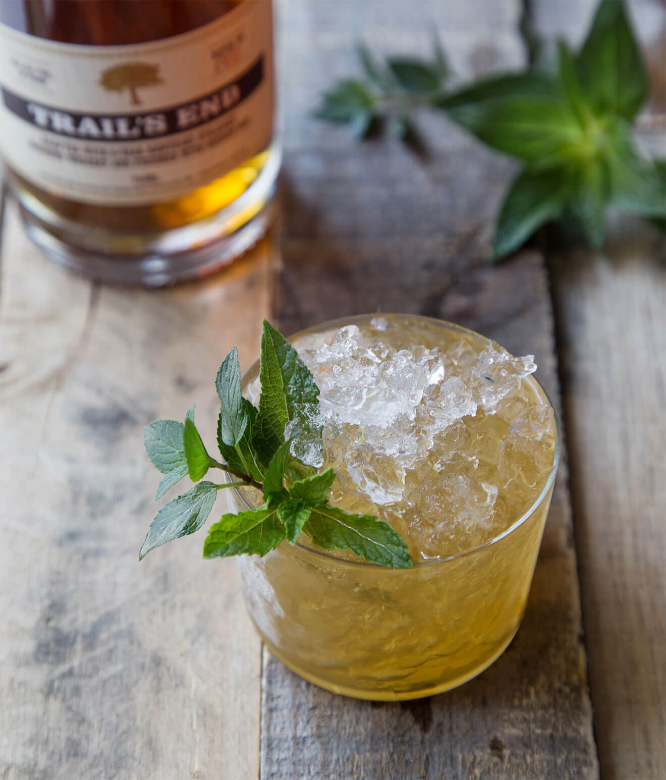 Urban Herb Garden Julep cocktail on table with bar