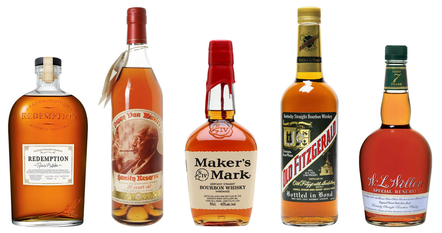Wheated Bourbon Selections, bottles on white, featured image